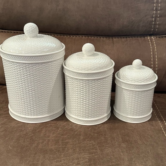 Set of 3 Martha Stewart Basketweave Canisters